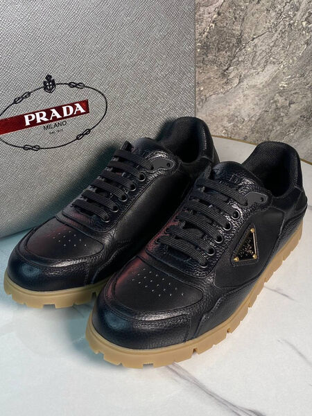 Мужские кроссовки Prada мужской кожа черный 161423-3