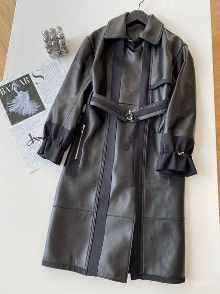 Плащ Hermès женский кожа черный 174231-2