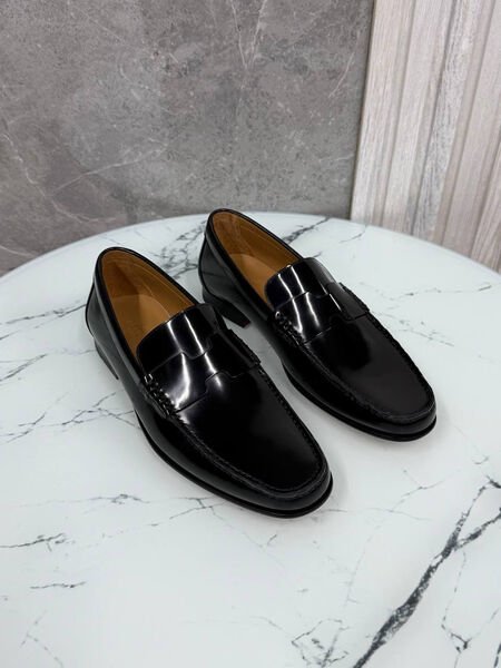 Мужские лоферы Hermès мужской кожа черный 185696-2