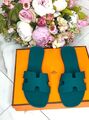 Шлепки Hermès женский бирюзовый 89347-2