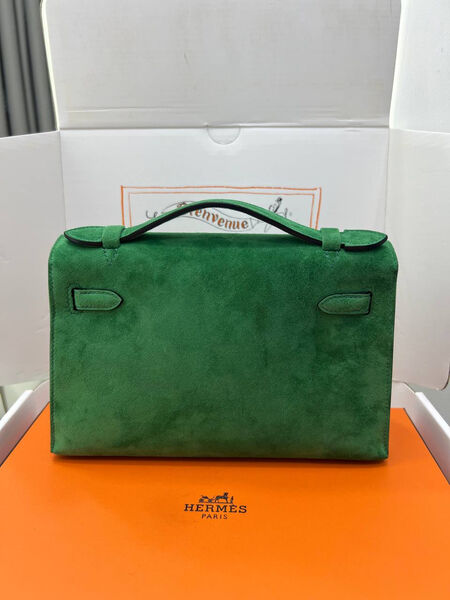 Сумка Hermèskelly Pochette женский замша болотный 155752-5