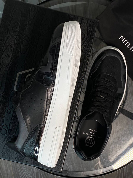 Мужские кеды Philipp Plein мужской кожа черный 151902-7
