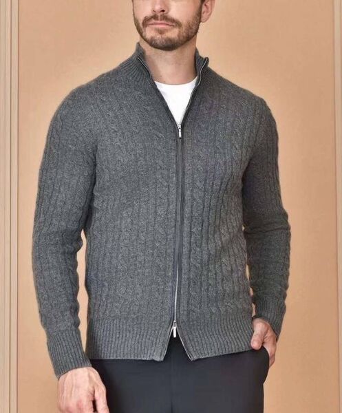 Мужской кардиган Loro Piana мужской вязаная ткань графитовый 165468