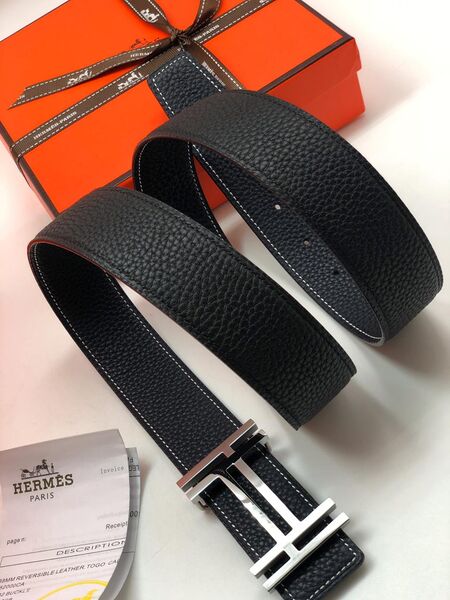 Мужской ремень Hermès мужской кожа черный 52486-3