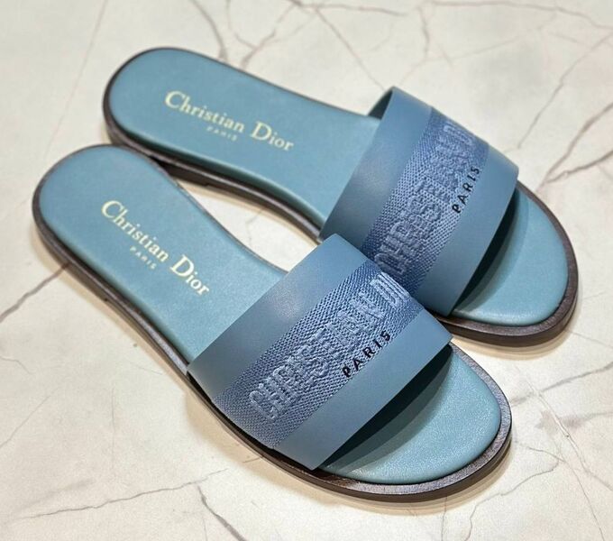 Шлепки Christian Dior женский кожа бирюзовый 148941