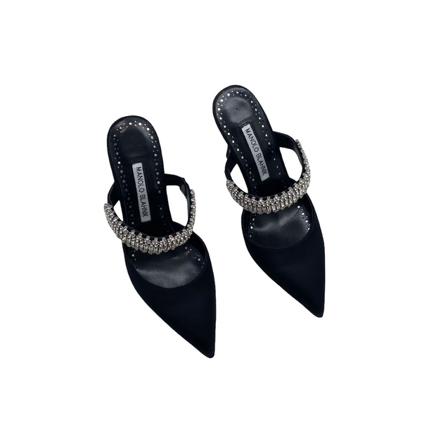 Туфли Manolo Blahnik женский сатин черный 80855-3