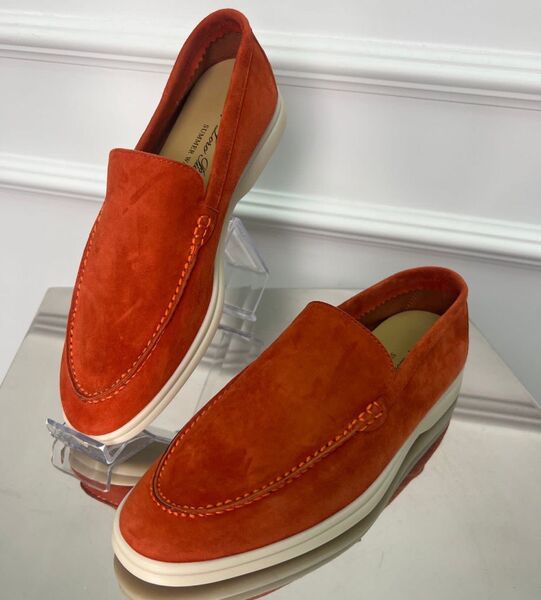 Лоферы Loro Piana женский замша бордовый 123686