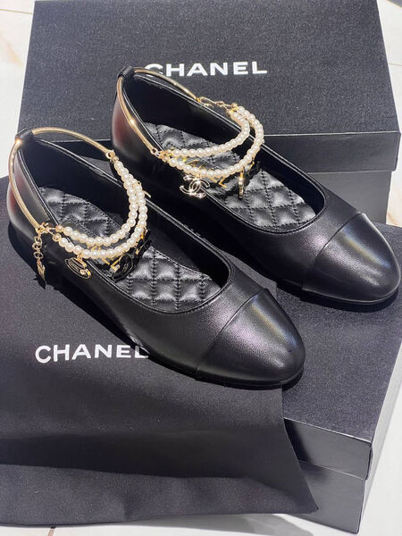 Балетки Chanel женский кожа черный 138664-2