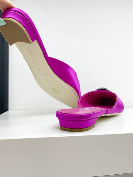 Мюли Manolo Blahnik женский сатин бордовый 55012-5