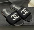 Шлепки Chanel женский текстиль черный 154250-1