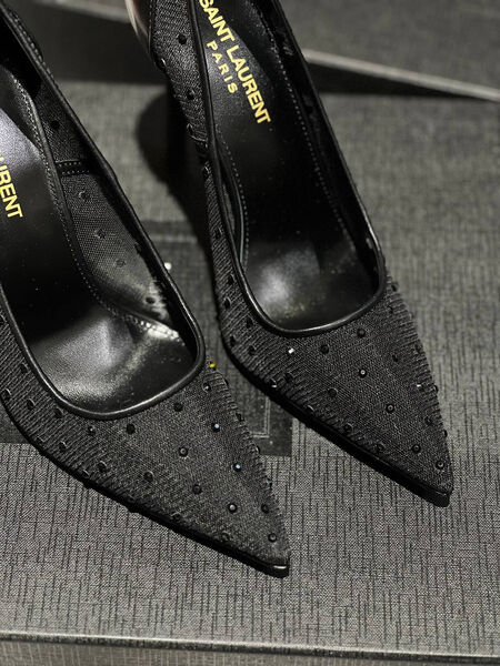 Туфли Saint Laurent женский сетка черный 146216-2