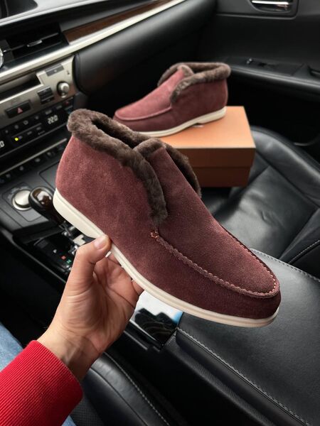 Мужские лоферы Loro Piana мужской бордовый 45065-2