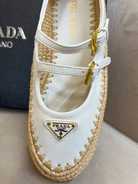Балетки Prada женский кожа белый 192461-5