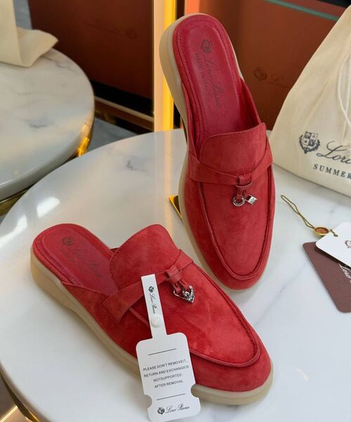 Сабо Loro Piana женский замша бордовый 183857