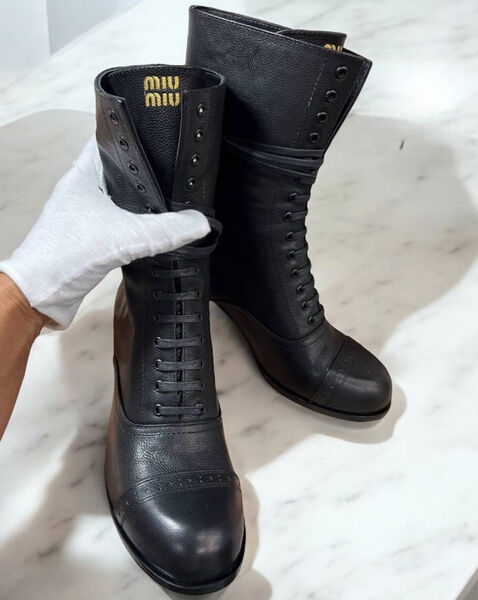 Ботильоны Miu Miu женский кожа черный 159865-3