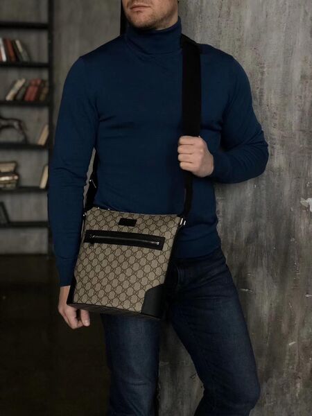 Мужской мессенджер Gucci мужской канва бежевый 51923-2