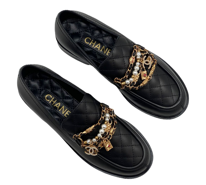 Лоферы Chanel женский кожа черный 39928