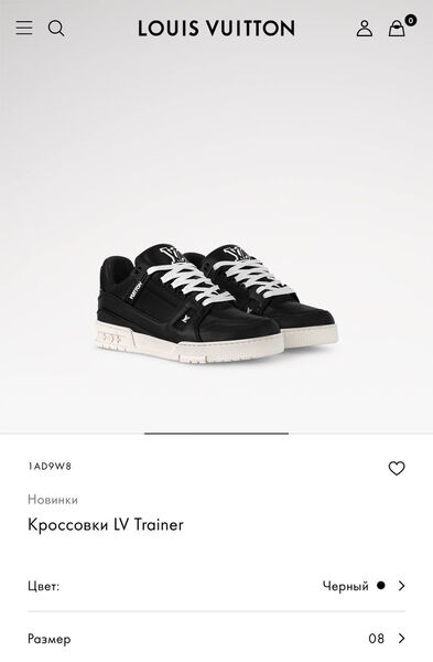 Мужские кроссовки Louis Vuitton мужской кожа черный 168548-10
