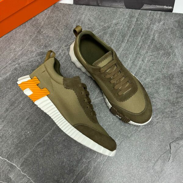 Мужские кроссовки Hermès мужской текстиль болотный 152097-5