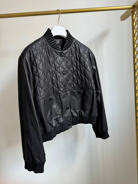 Куртка Chanel женский кожа черный 159076-2