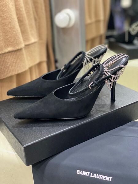 Туфли Saint Laurent женский текстиль черный 80992-3