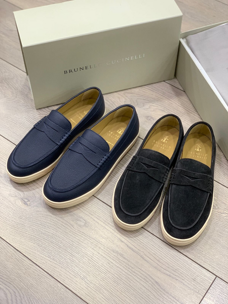Мужские лоферы Bunello Cucinelli мужской кожа графитовый 47718-3