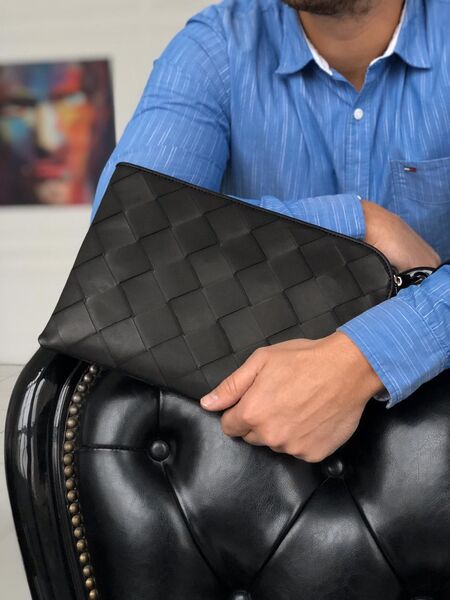 Клатч Bottega Veneta мужской кожа черный 26012-2