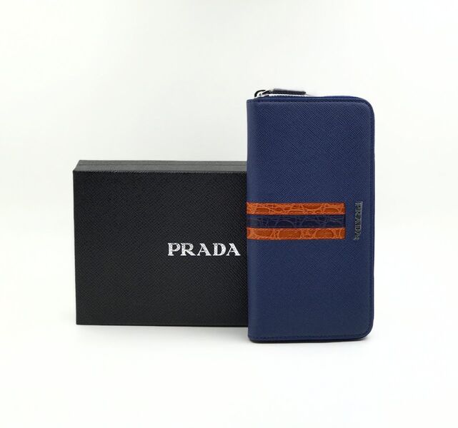 Портмоне мужской Prada мужской кожа синий 61958-2