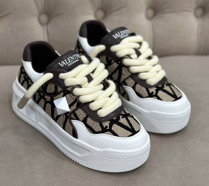 Кеды Valentino женский текстиль бежевый 128268