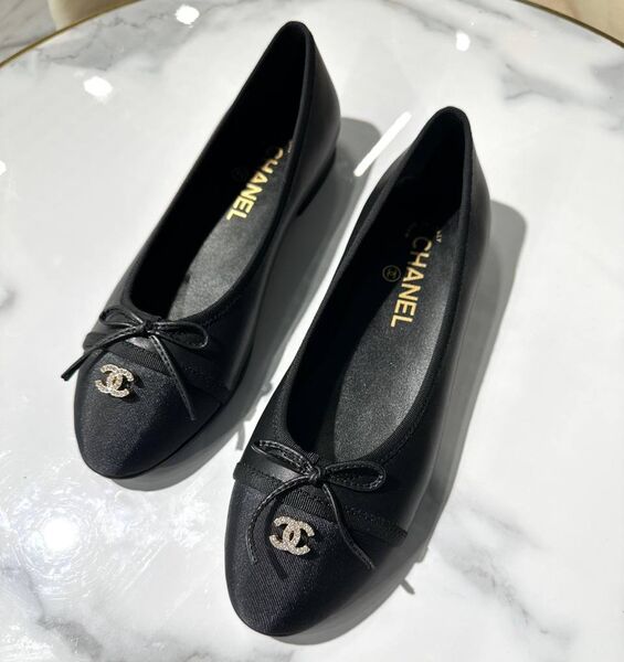 Балетки Chanel женский кожа черный 187575