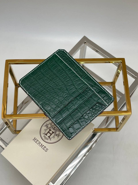 Картхолдер Hermès мужской кожа болотный 51296-2