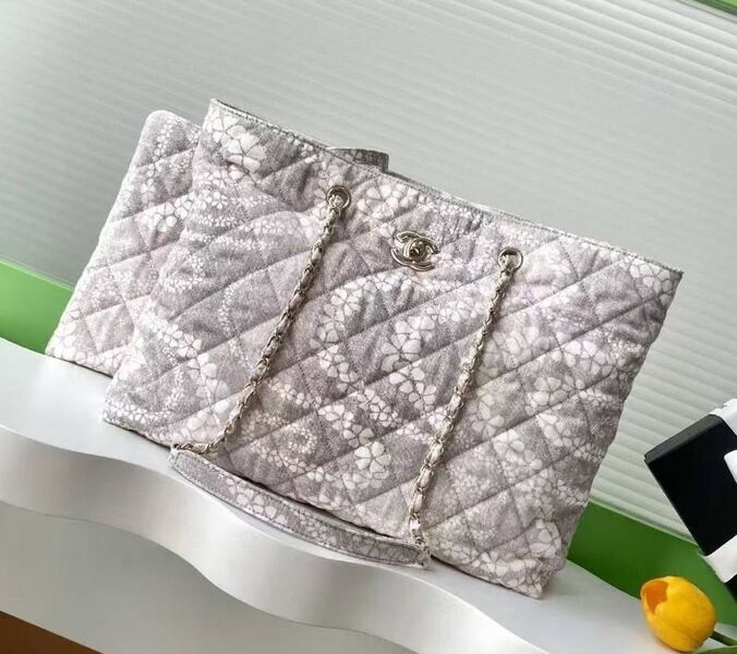 Сумка Chanel женский ткань темно-серый 195893