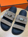 Мужские шлепки Hermès мужской замша графитовый 193722-2