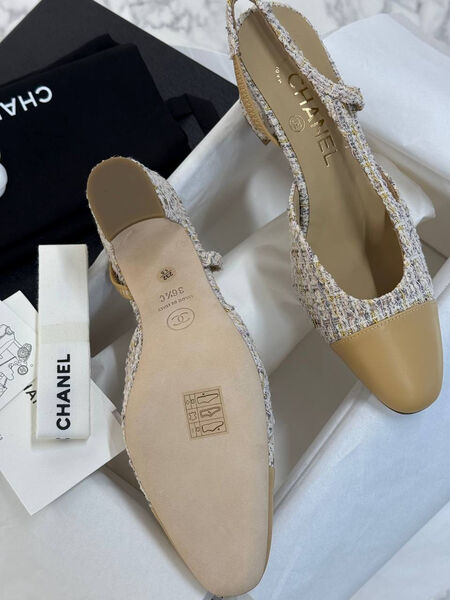 Туфли Chanel женский твид бежевый 190880-2
