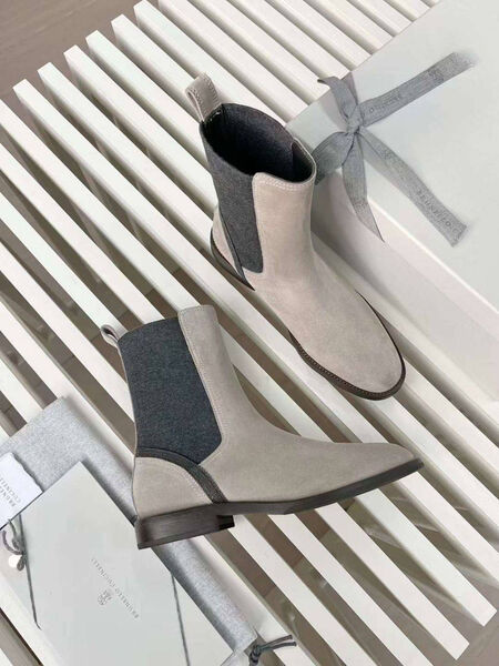 Ботинки Brunello Cucinelli женский замша графитовый 128256-2
