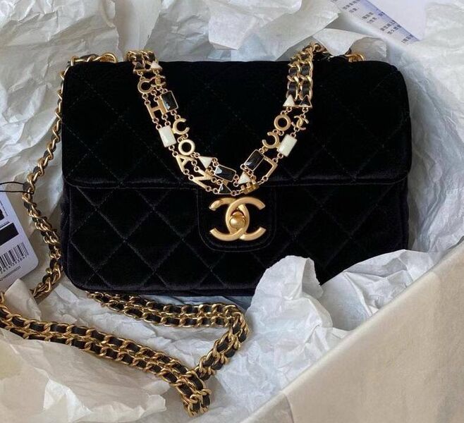 Сумка Chanel Mini женский бархат черный 135532