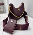 Сумка Prada женский кожа бордовый 200257-1