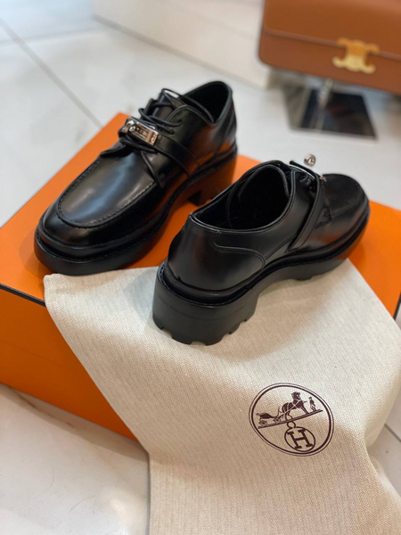 Дерби Hermès женский кожа черный 16349-10
