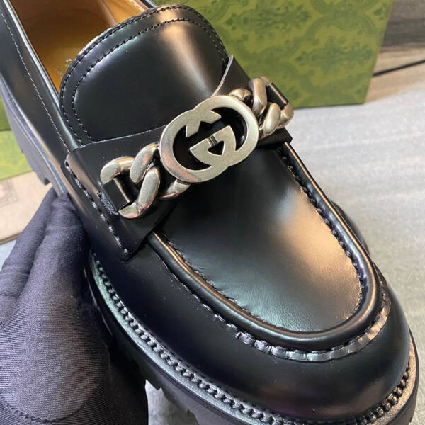 Лоферы Gucci женский кожа черный 123011-6