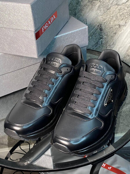 Мужские кроссовки Prada мужской кожа черный 132953-2