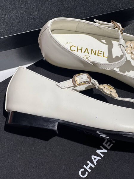 Балетки Chanel женский кожа белый 138646-2