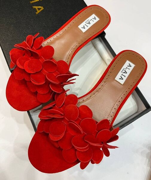 Шлепки Alaïa женский замша бордовый 147433