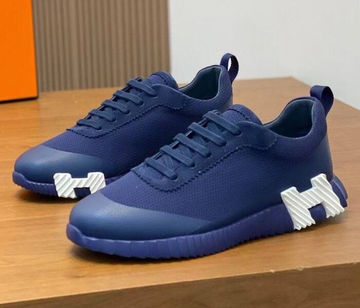 Мужские кроссовки Hermès мужской кожа синий 173040