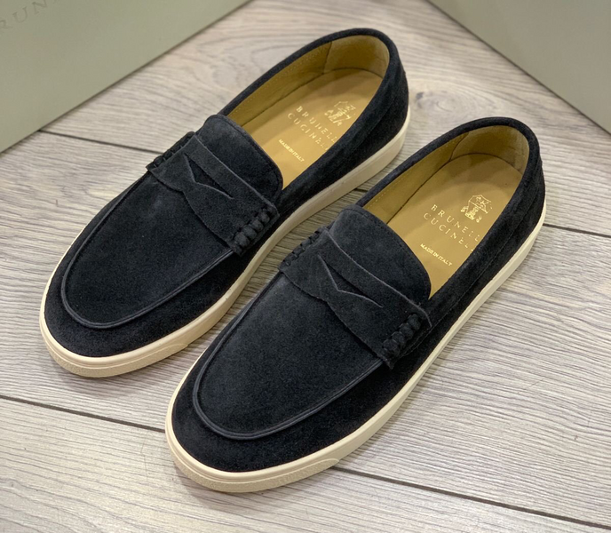 Мужские лоферы Brunello Cucinelli мужской замша черный 47648