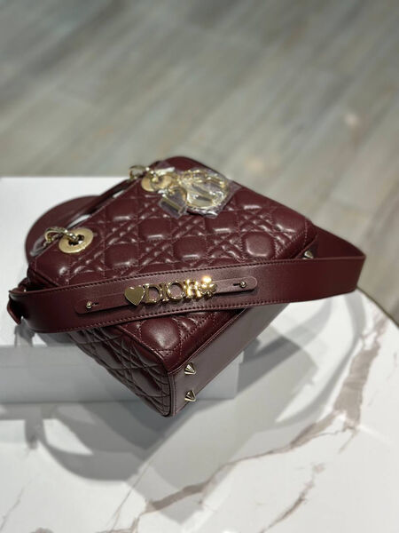 Сумка Christian Dior Lady женский кожа бордовый 196372-3