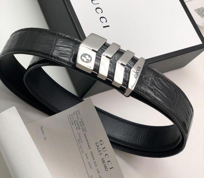 Мужской ремень Gucci мужской кожа черный 52385