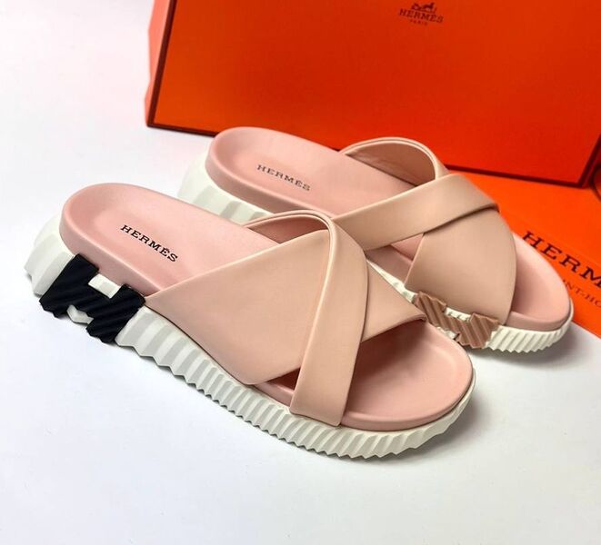 Шлепки Hermès женский кожа розовый 149081