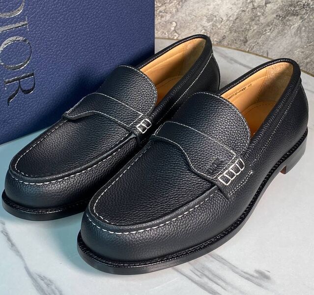 Мужские лоферы Christian Dior мужской кожа черный 161540