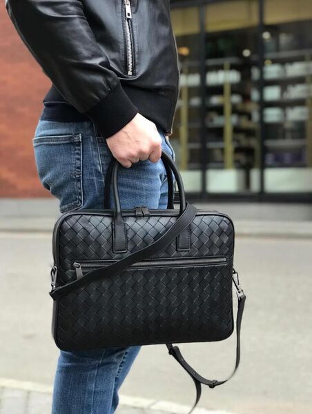 Мужской портфель Bottega Veneta мужской кожа черный 77891-4