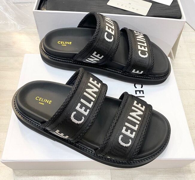 Шлепки Celine женский текстиль черный 117503